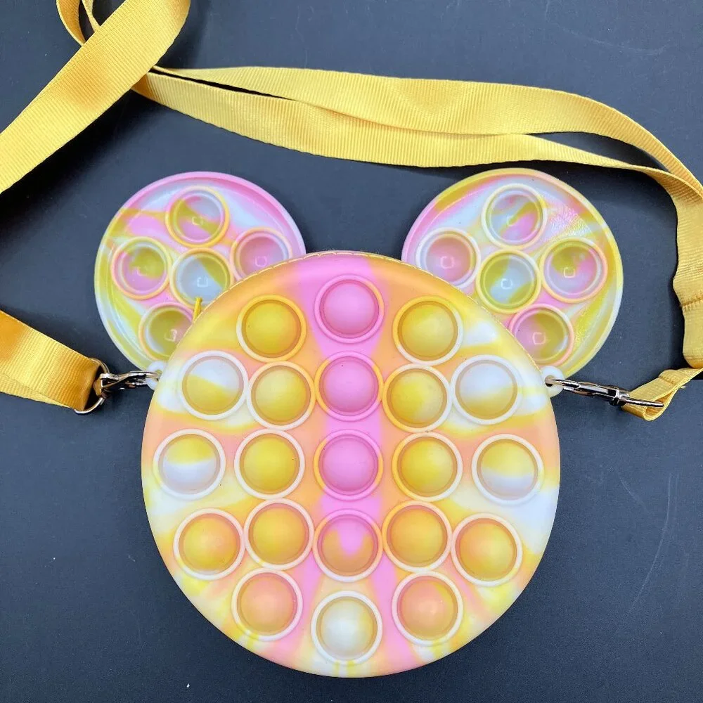 Disney Mickey Tie Dye Yellow Pink Pop It Girls Kids Purse Handbag‎